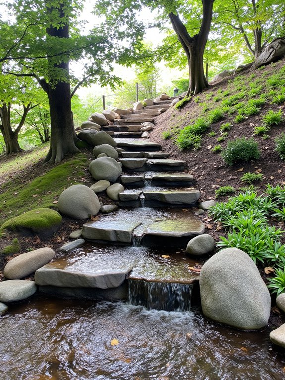 serene hillside water features