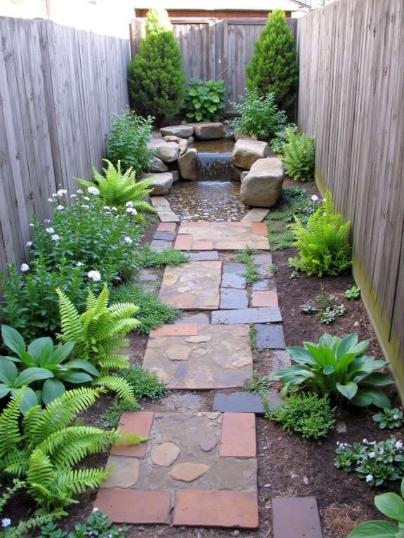 serene narrow side yard