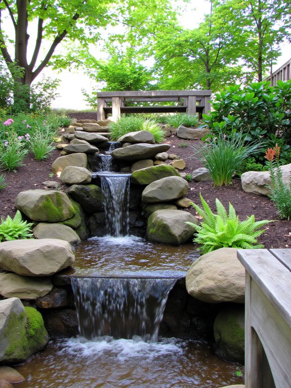 serene oasis with waterfall
