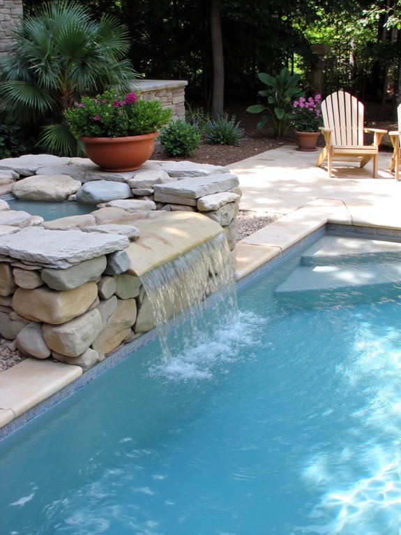 serene poolside waterfall oasis