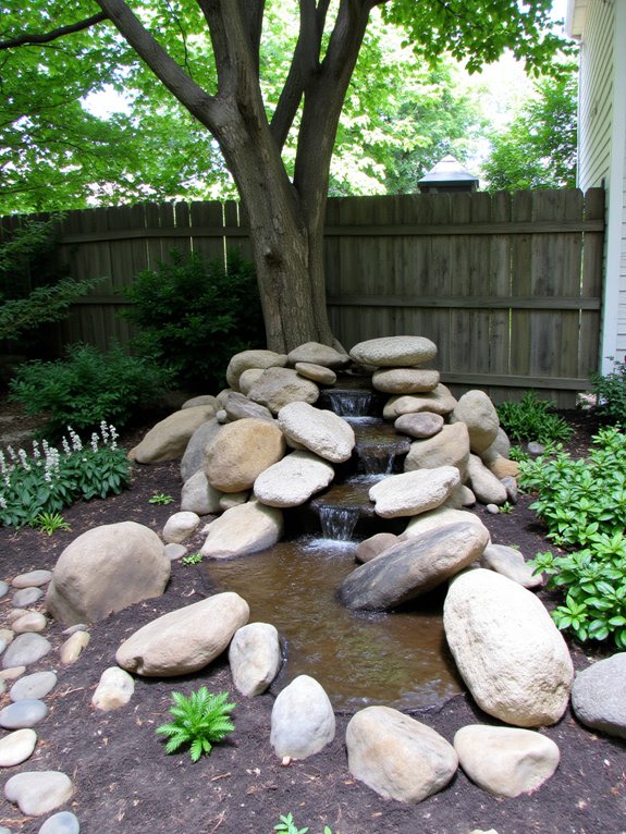 serene rock fountain ambiance