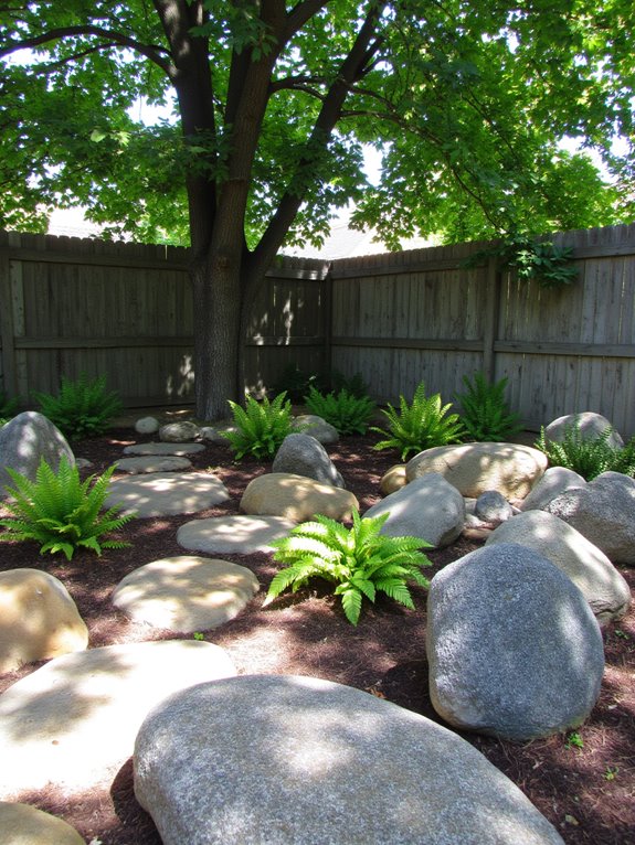 serene shade friendly rock garden