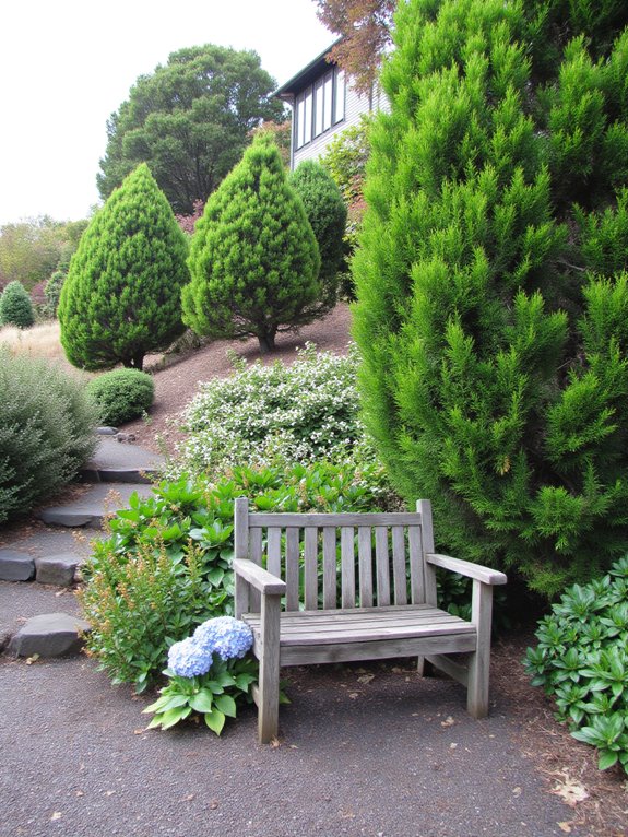 shrubs enhance garden privacy