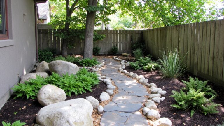 side yard rock landscaping