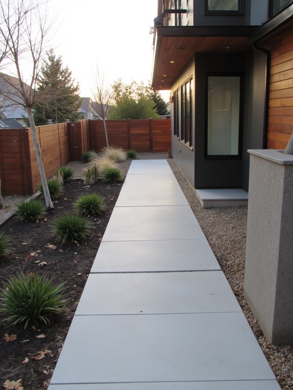 sleek modern concrete walkways