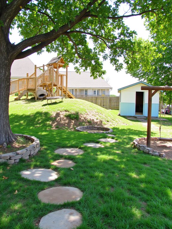 sloped yard playground features