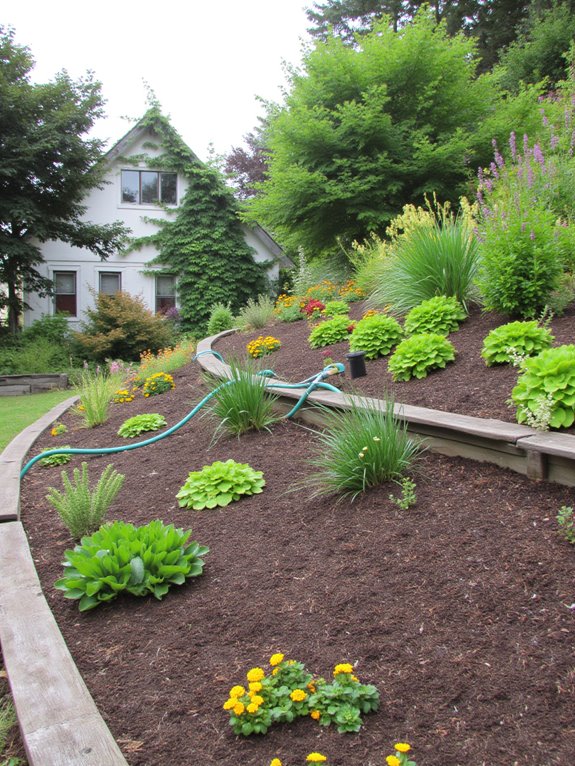 soaker hoses and mulching