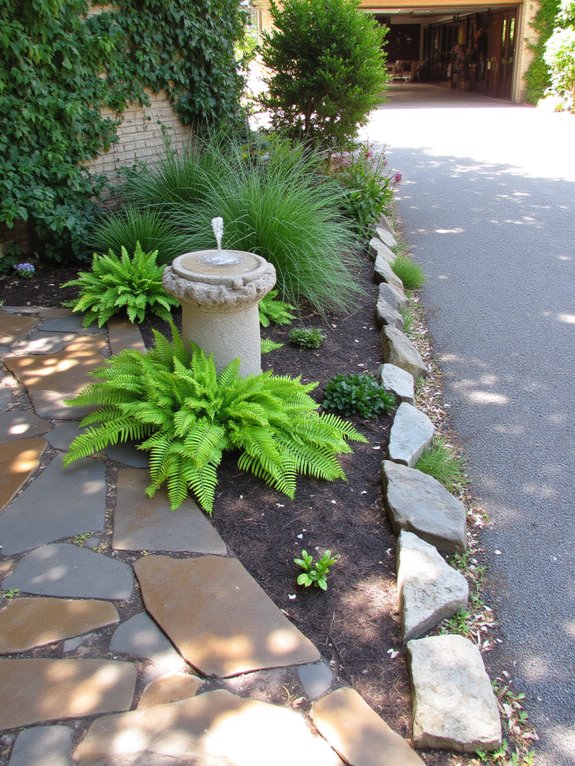tranquil driveway water feature