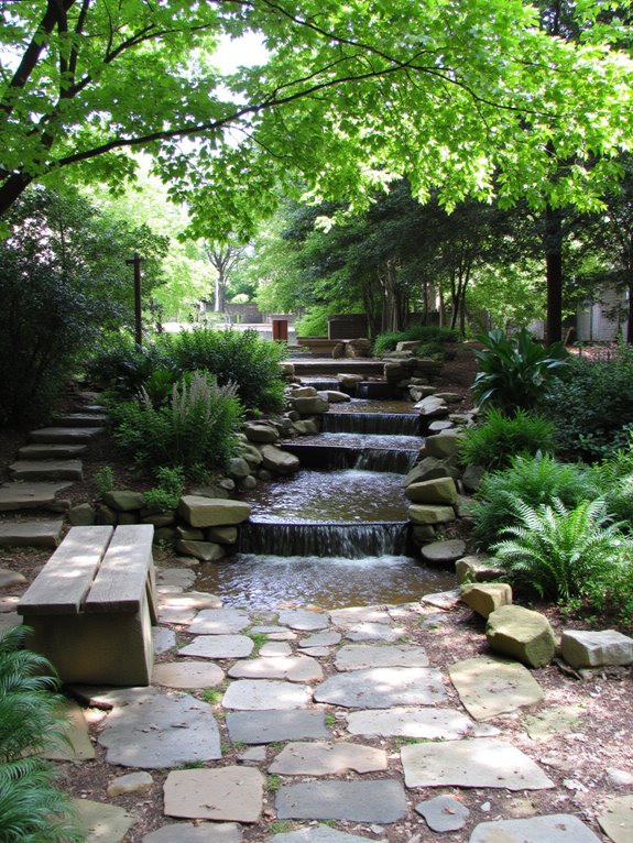 tranquil garden waterfall escape