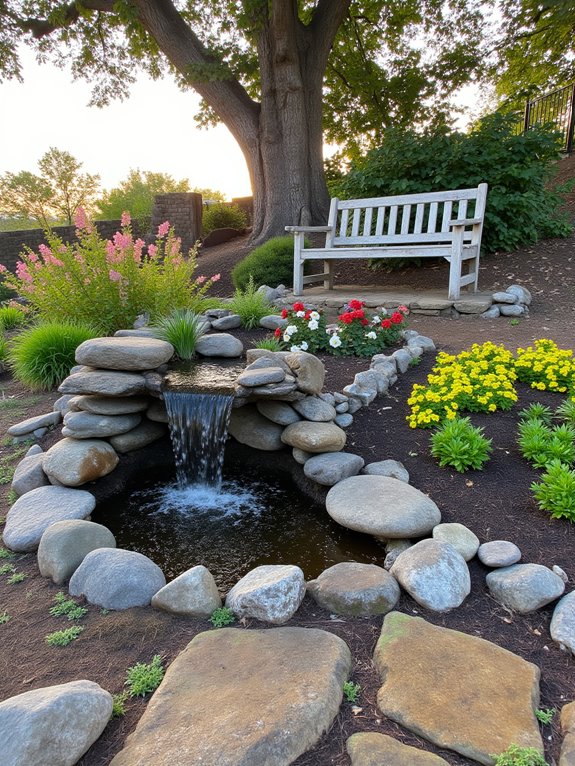 tranquil hillside water feature