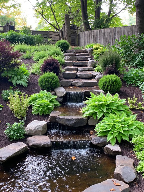 tranquil oasis with waterfall