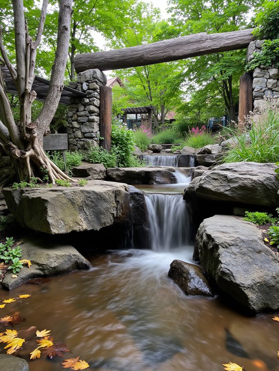 tranquil rustic waterfall retreat