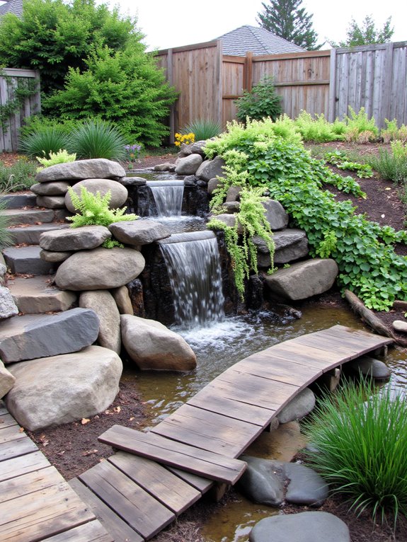 tranquil waterfall and pond