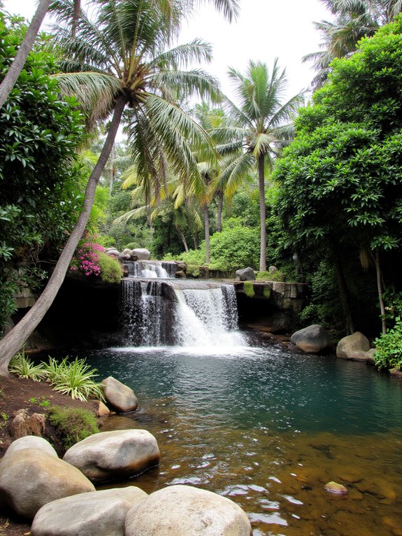 tropical waterfall retreat paradise