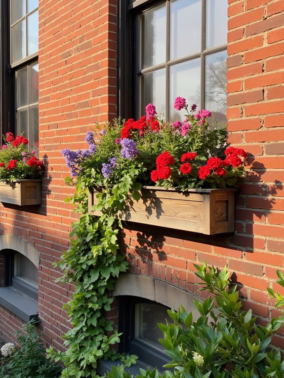 vibrant flower filled window boxes