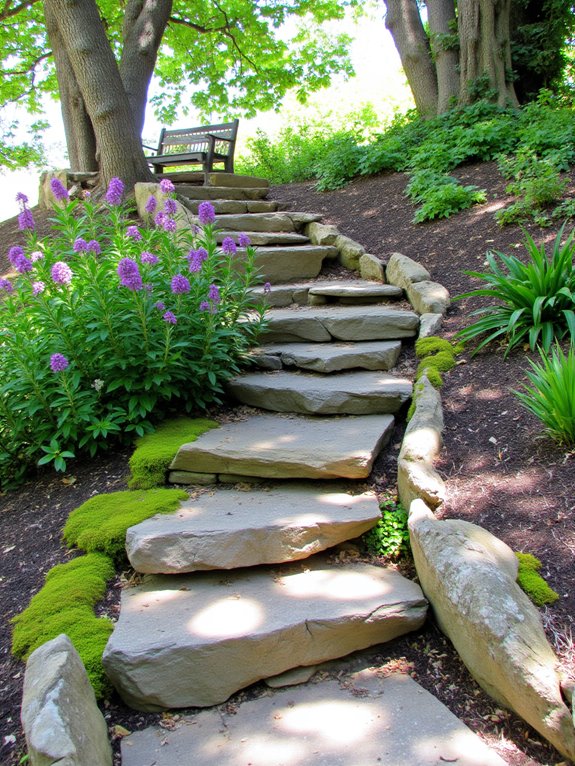 vibrant hillside step gardens