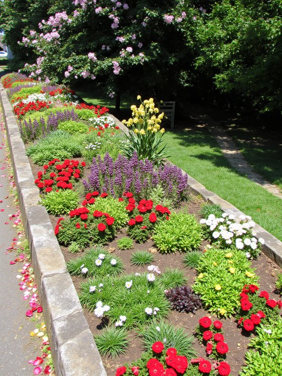 vibrant layered flower beds