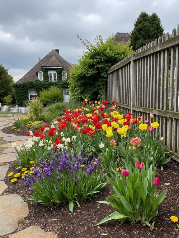 vibrant layered flower beds