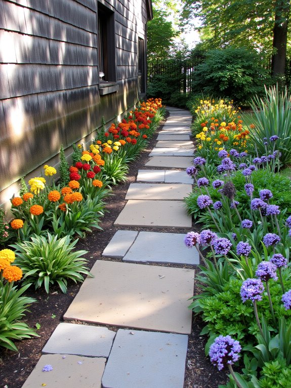 vibrant seasonal flower beds