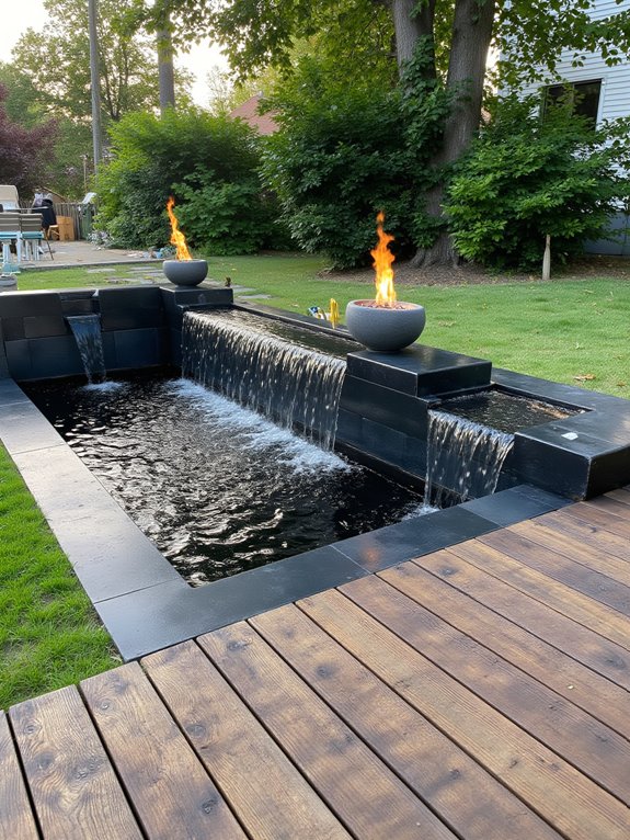 waterfalls and fire features