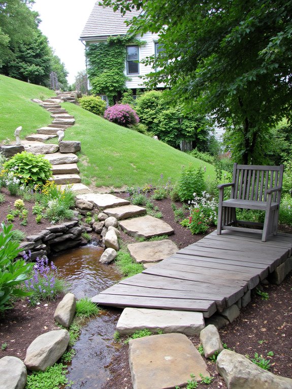 welcoming hillside garden pathways