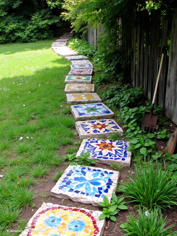 whimsical colorful garden accents