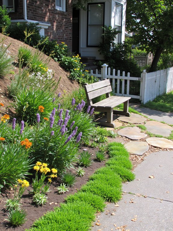 year round colorful hillside perennials